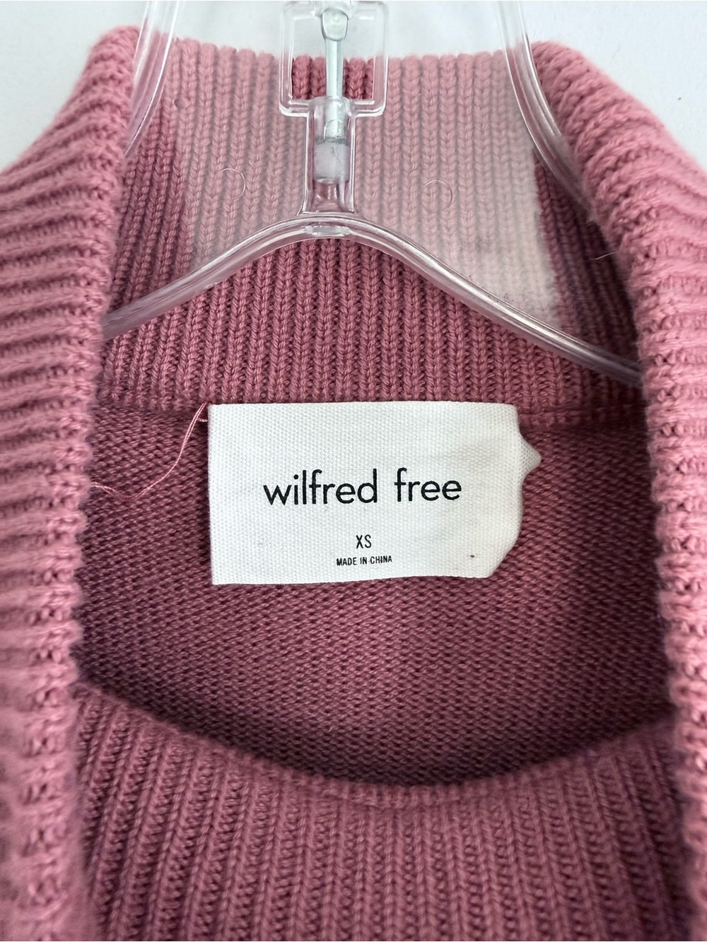 Aritzia Wilfred Free Harper Merino Wool Cotton Mock Neck Sweater XS NWT Pink - Picture 6 of 13